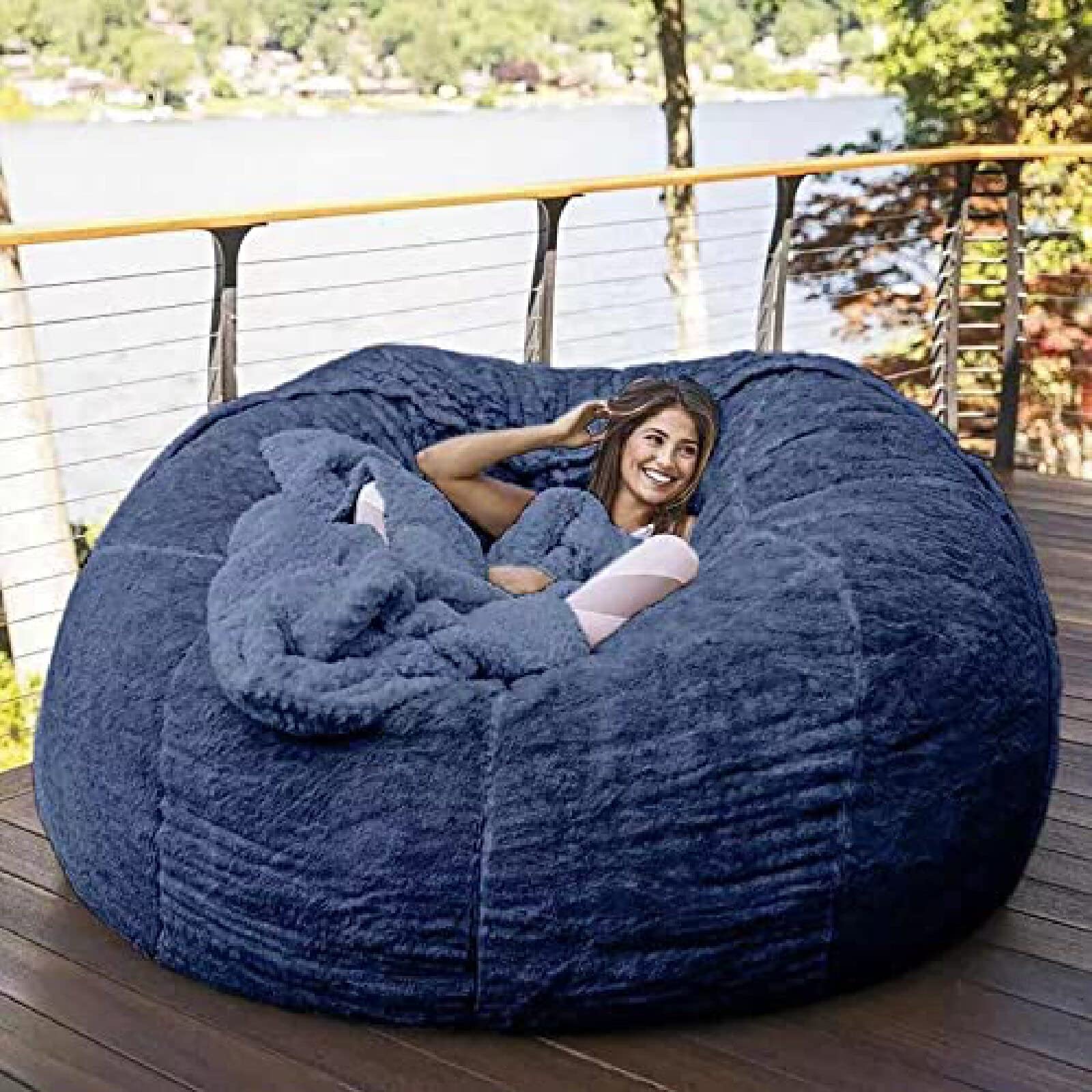 ビーンバッグチェアカバー 大型 ラウンドソフト ふわふわ 極細 ファイバーベル Amazon.co.jp: 5/6 / 7ftソフトふわふわレイジーソファ、ジャイアント